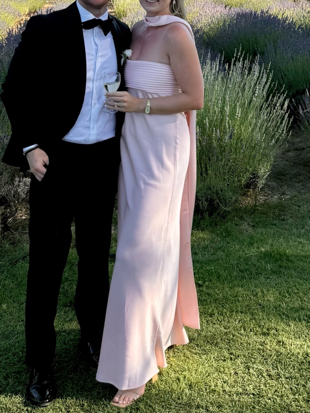 Elegant Strapless Pink Formal Gown